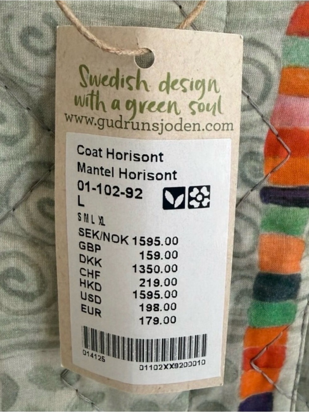 NWT Gudrun Sjoden WARM Quilted, REVERSIBLE Blue/Grey Floral Coat w Multicolor - Picture 7 of 13